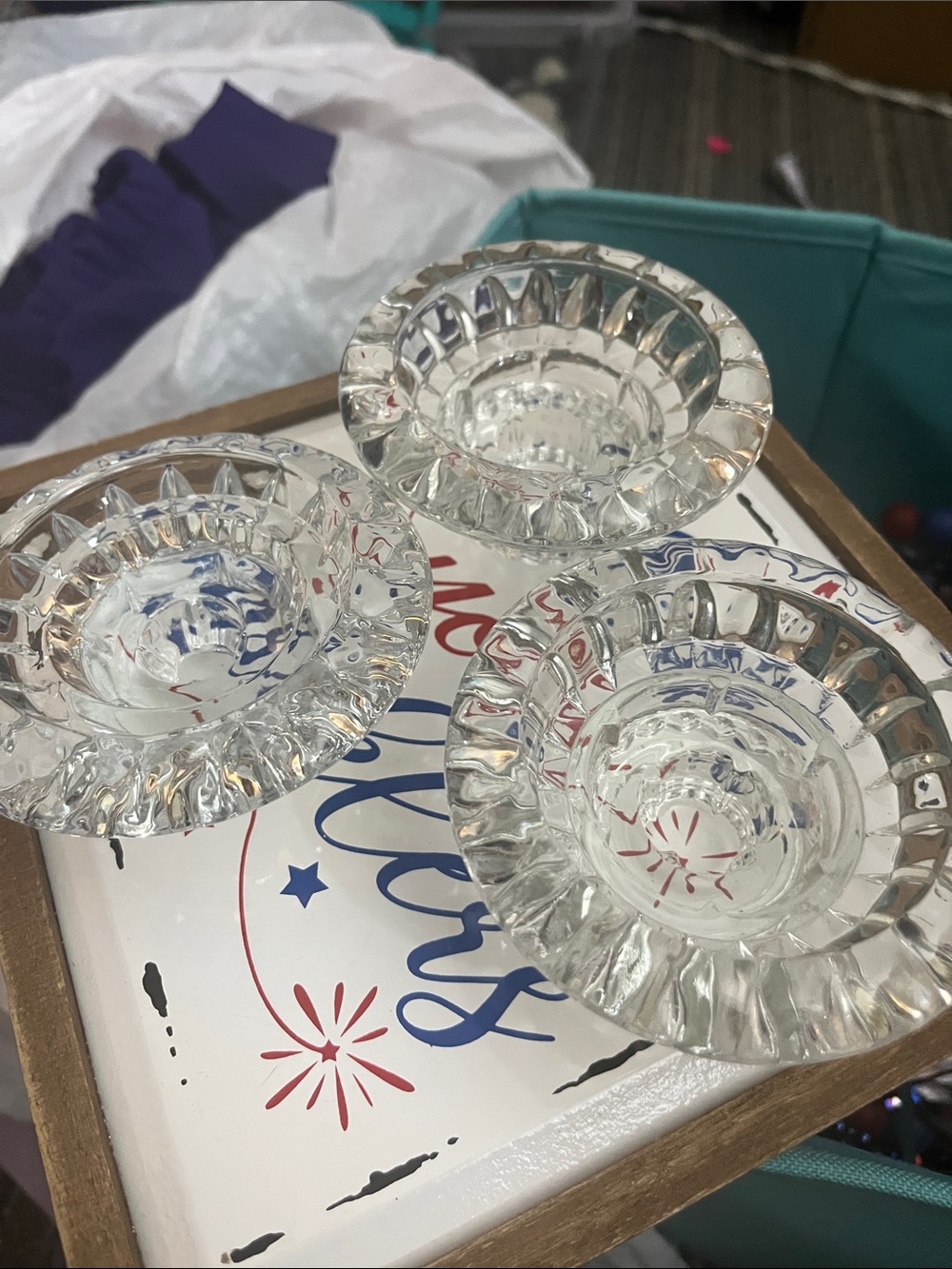 Clear Glass Tealight Candle Holders - Set of 3